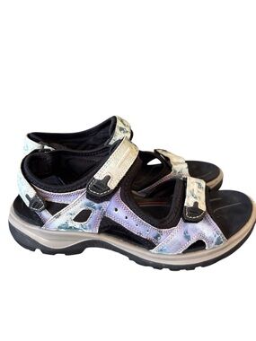 Ecco Yucatan Offroad Sandals Womens Blue Print Shoes Walking Hiking Size 40